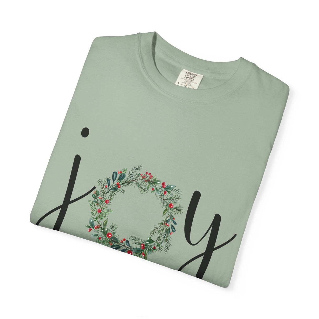Joy Floral Wreath T-Shirt — Christmas Holiday Graphic Tee