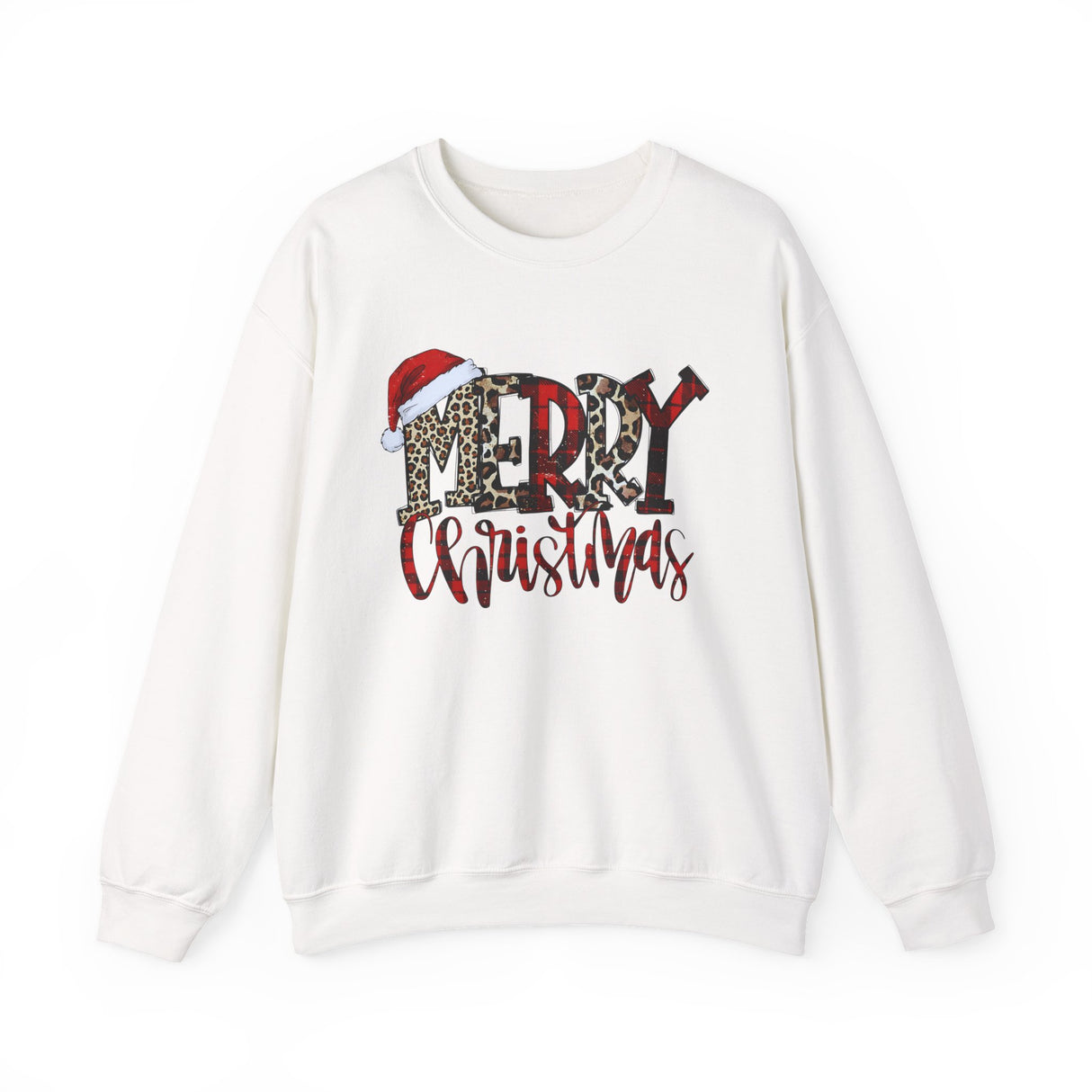 Merry Christmas Script with Santa Hat Sweatshirt