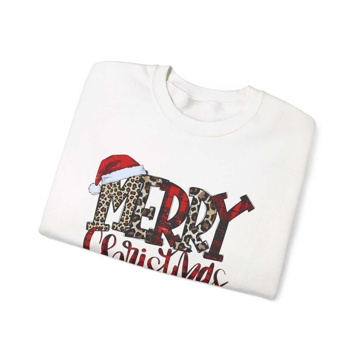 Merry Christmas Script with Santa Hat Sweatshirt