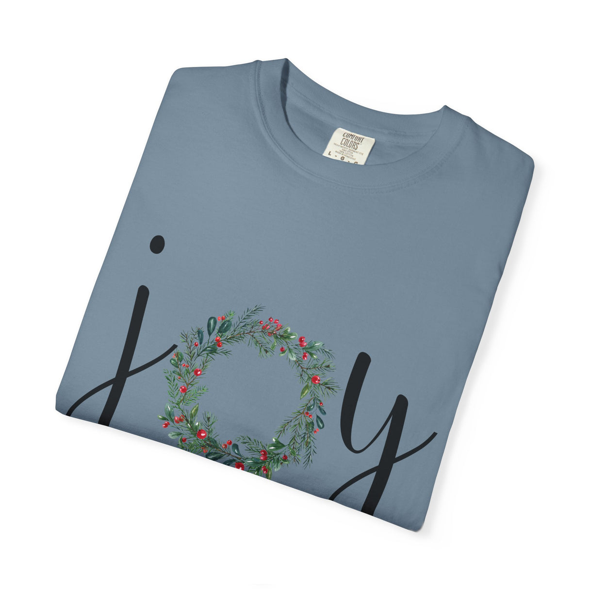 Joy Floral Wreath T-Shirt — Christmas Holiday Graphic Tee
