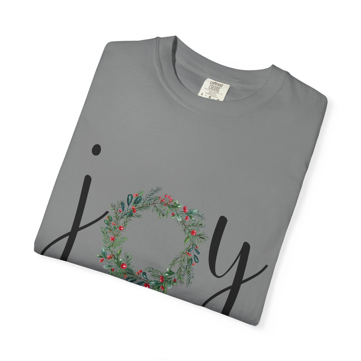 Joy Floral Wreath T-Shirt — Christmas Holiday Graphic Tee