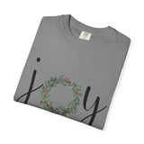 Joy Floral Wreath T-Shirt — Christmas Holiday Graphic Tee