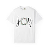 Joy Floral Wreath T-Shirt — Christmas Holiday Graphic Tee