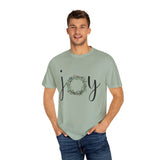 Joy Floral Wreath T-Shirt — Christmas Holiday Graphic Tee