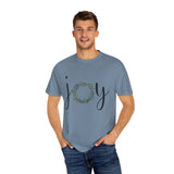 Joy Floral Wreath T-Shirt — Christmas Holiday Graphic Tee