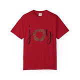 Joy Floral Wreath T-Shirt — Christmas Holiday Graphic Tee